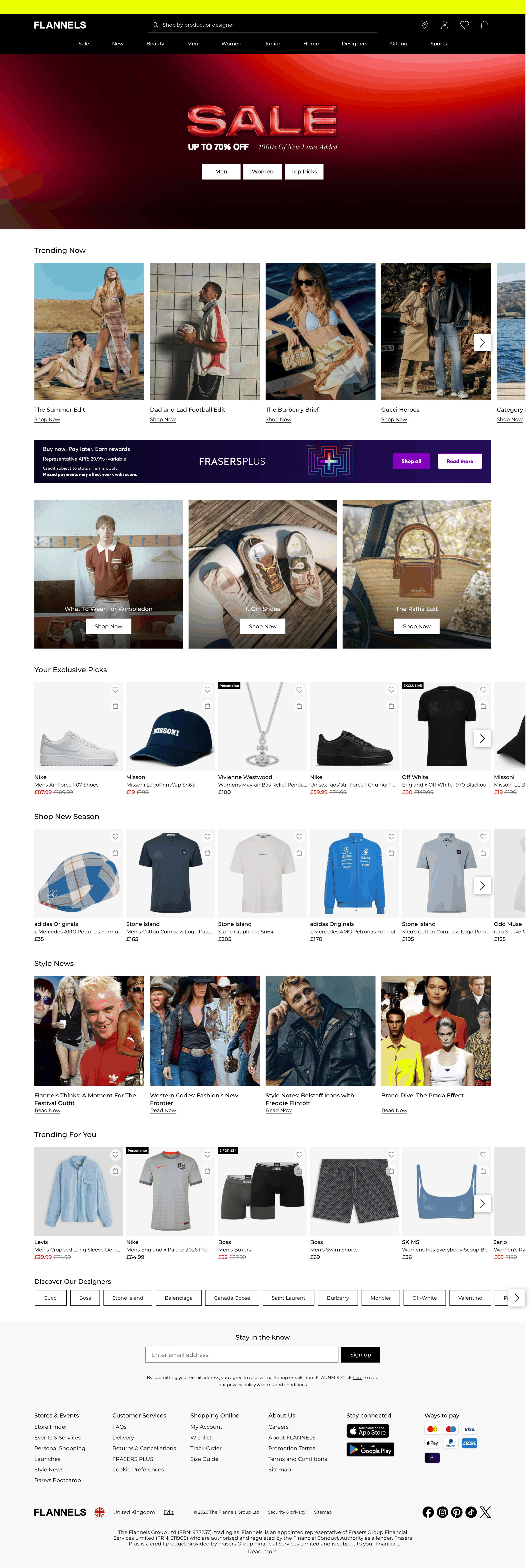 flannels.com: скриншот от 10 июля 2026 г.