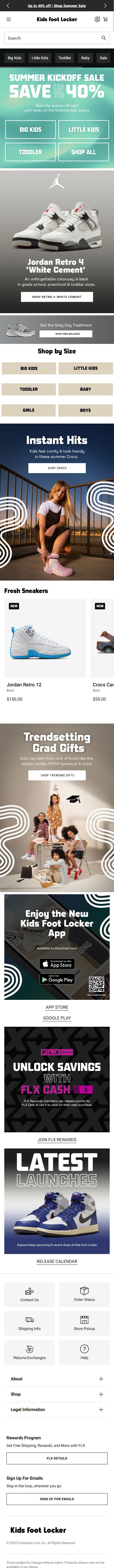 kidsfootlocker.com-моб: скриншот от 11 февраля 2025 г.