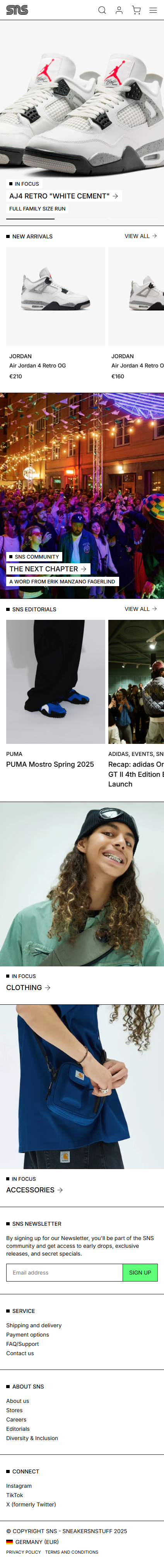 sneakersnstuff.com-моб: скриншот от 11 февраля 2025 г.
