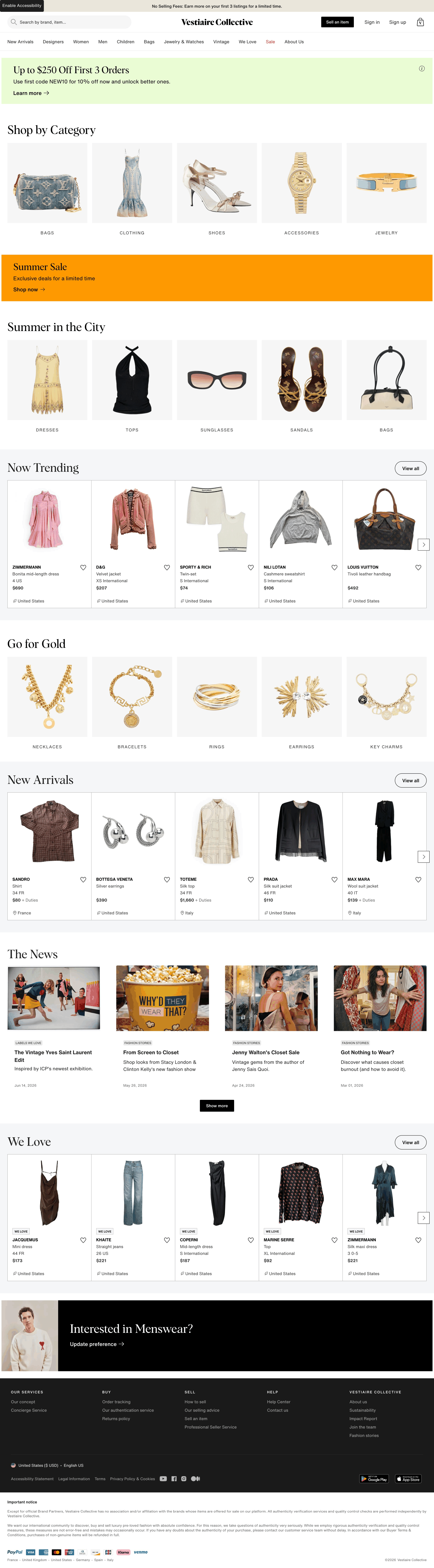 vestiairecollective.com: скриншот от 10 июля 2026 г.